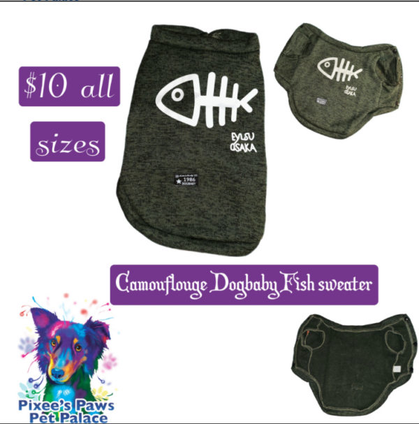 Dogbaby fish sweater, camo